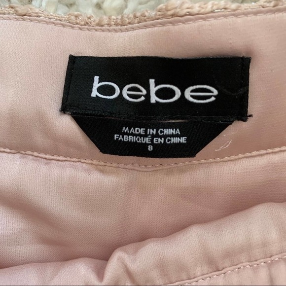 Bebe Blush Pink Floral Brocade Skater Skirt NWOT - Picture 4 of 7